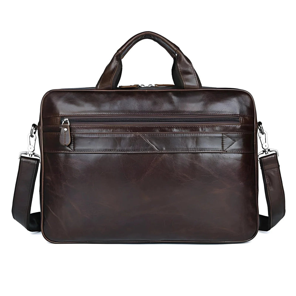 Stylish men's leather briefcase in top grain leather, perfect for the modern professional's daily needs.