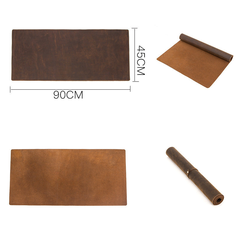 Leather oversized non-slip mouse/pad work station in rich brown, ideal for enhancing your workspace aesthetics.