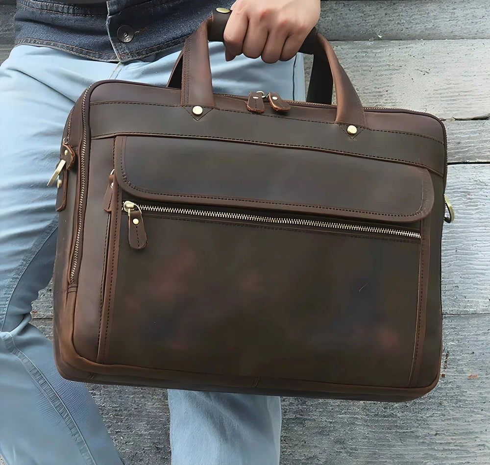 Durable and stylish, the Crazy horse leather computer bag is perfect for enhancing your professional look.