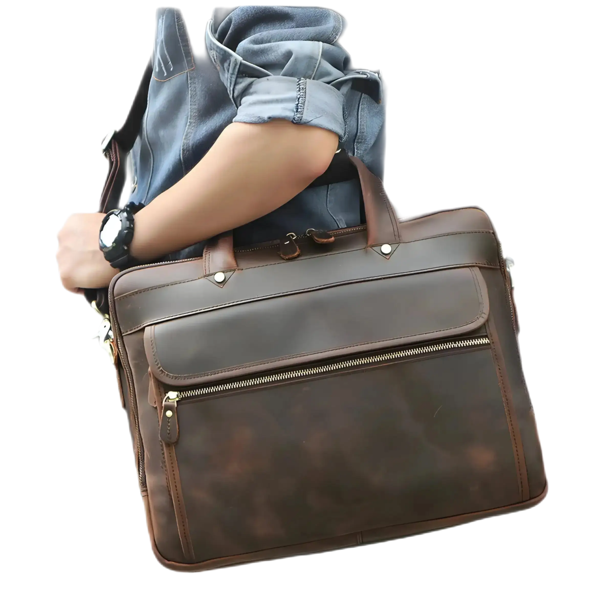 Stylish and durable, the Crazy horse leather computer bag blends fashion and function for professionals.