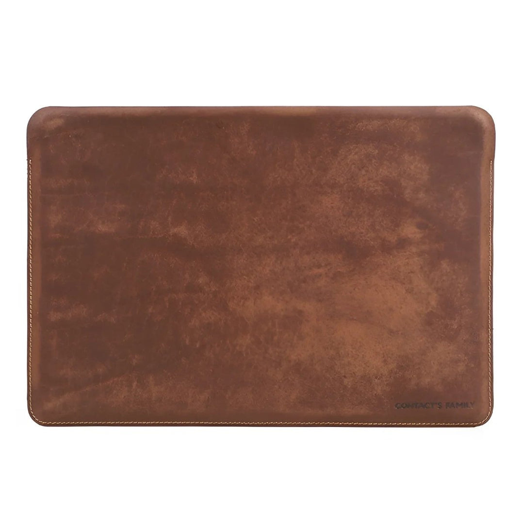 Sleek Genuine leather sleeve 13" in rich brown, perfect for stylish protection of your device. Contact's Family.