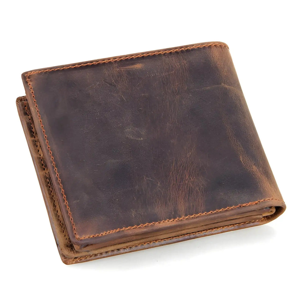 Classic genuine leather wallet showcasing a rich, vintage look, perfect for any style. Ideal from [Store Name].