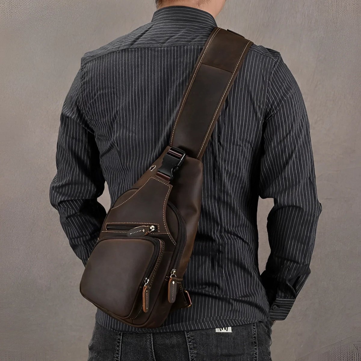 Stylish vintage leather crossbody/sling bag, perfect for everyday use and adding a touch of elegance.