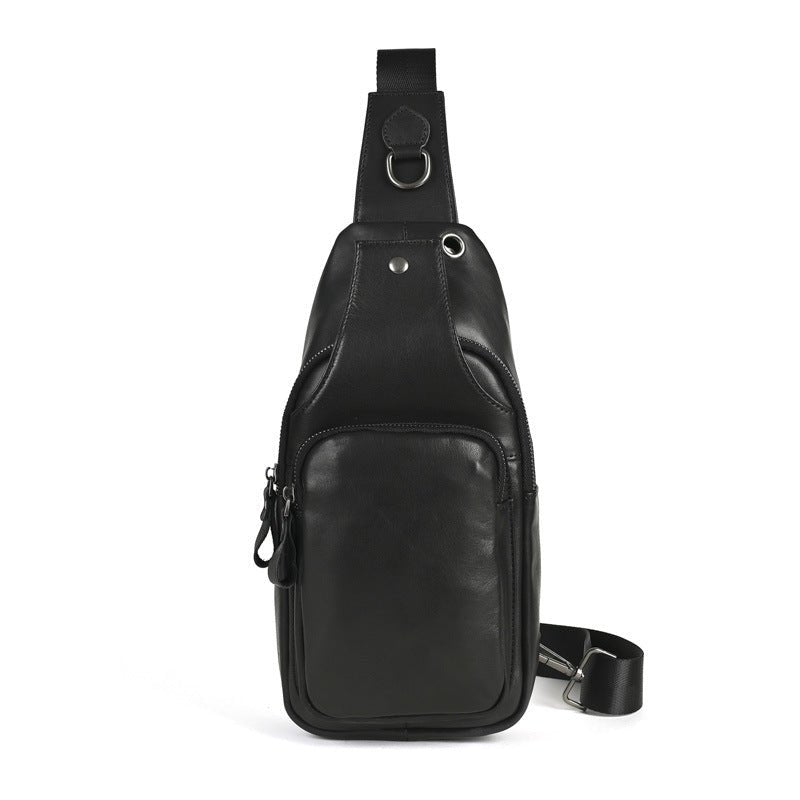 The Draeven Nomark - Leather Sling Bag features a sleek design with multiple pockets for practical use.