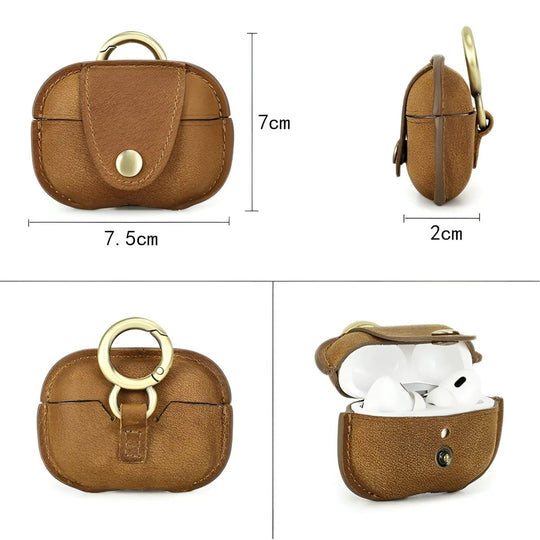 Stylish brown airpod case with a keyring, perfect for protecting your AirPods on the go.