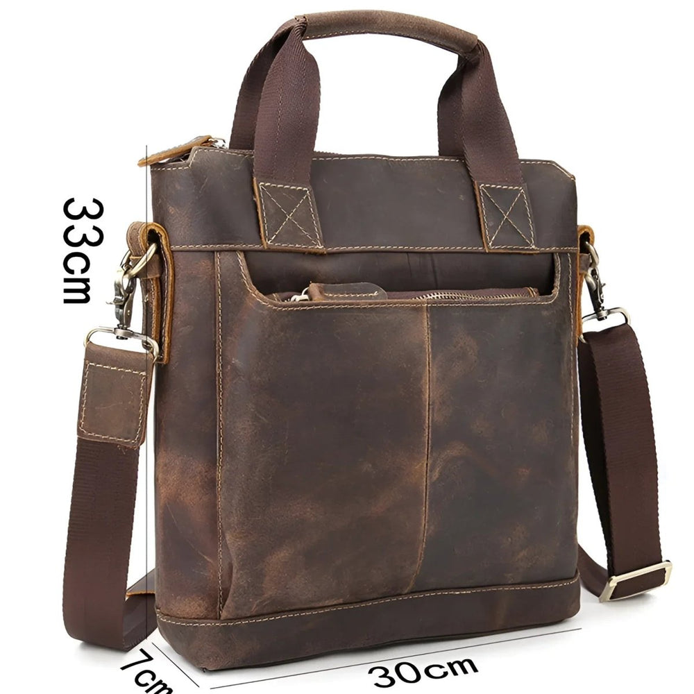 Stylish full leather messenger bag/satchel with multiple pockets, perfect for daily use and travel.