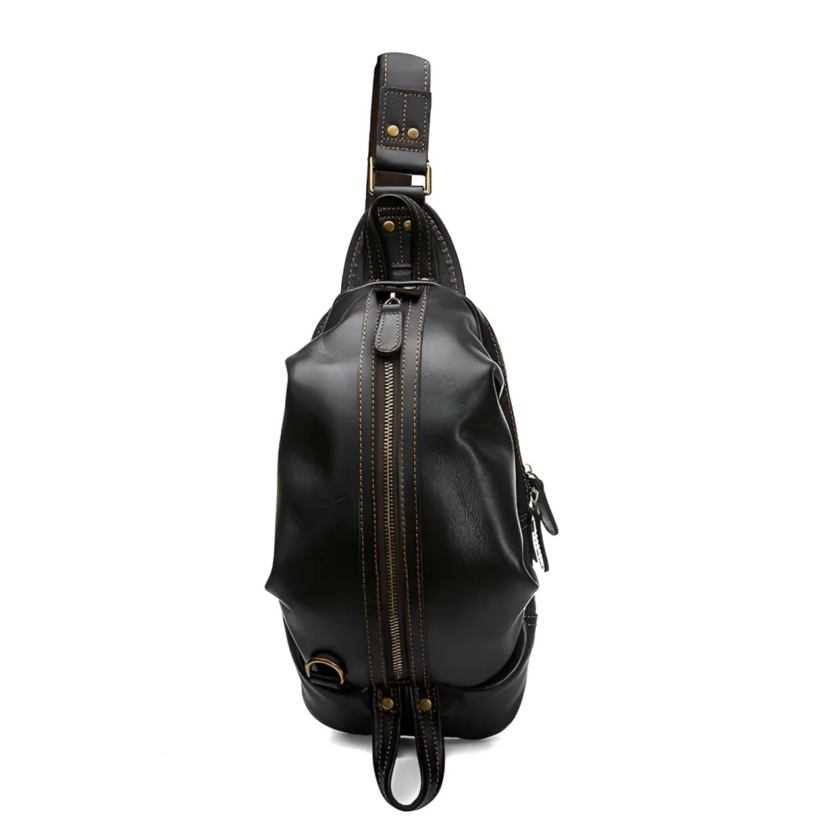 Stylish luxury leather crossbody/slingbag with a sleek design and durable zippers for everyday use.