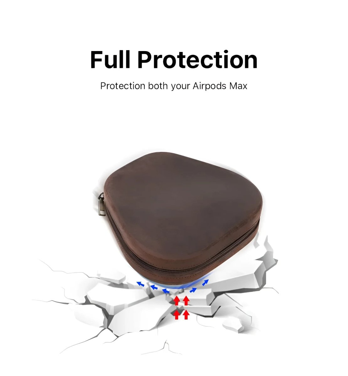 Stylish Apple AirPods Max leather case offering full protection, perfect for safe storage and travel.