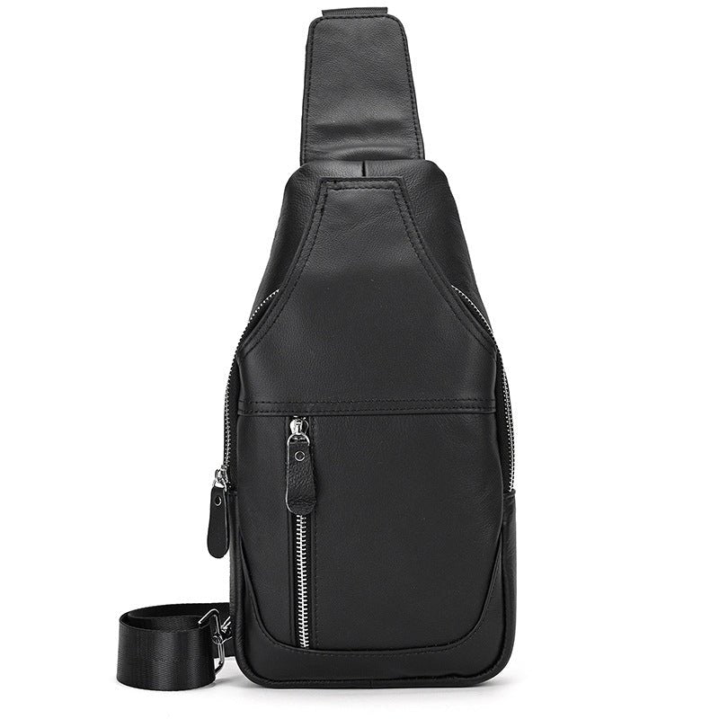 Sleek black sling bag, The Draeven Stride, perfect for stylish, hands-free convenience. Ideal for everyday use.