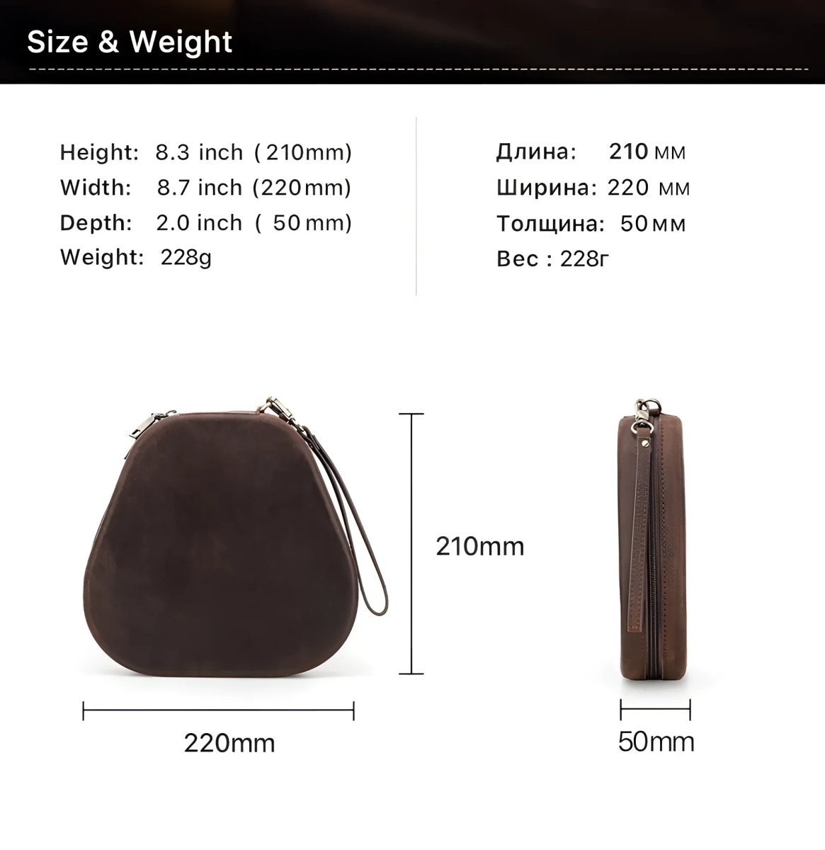 Stylish Apple AirPods Max leather case with dimensions 8.3x8.7 inches, perfect for protection and portability.