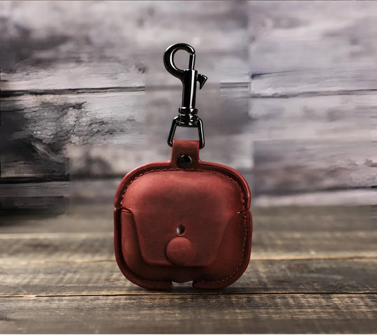 Stylish Airpods 3 leather case in rich brown, perfect for protecting your earbuds with elegance.