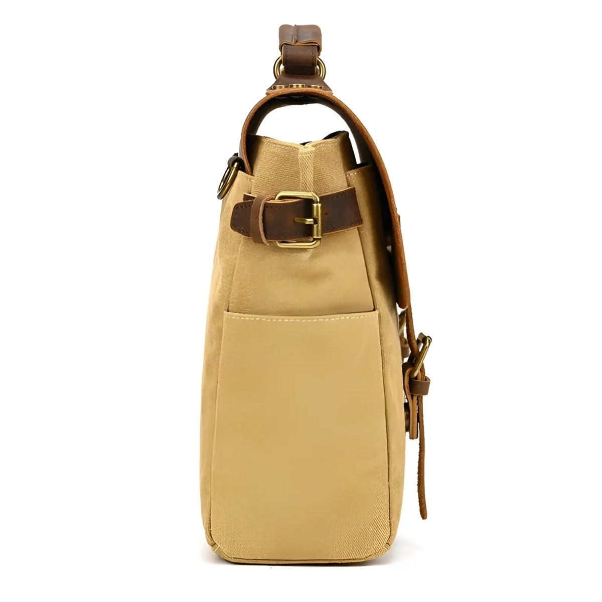 Stylish Men's vintage canvas and leather messenger bag with a durable design, perfect for everyday use.