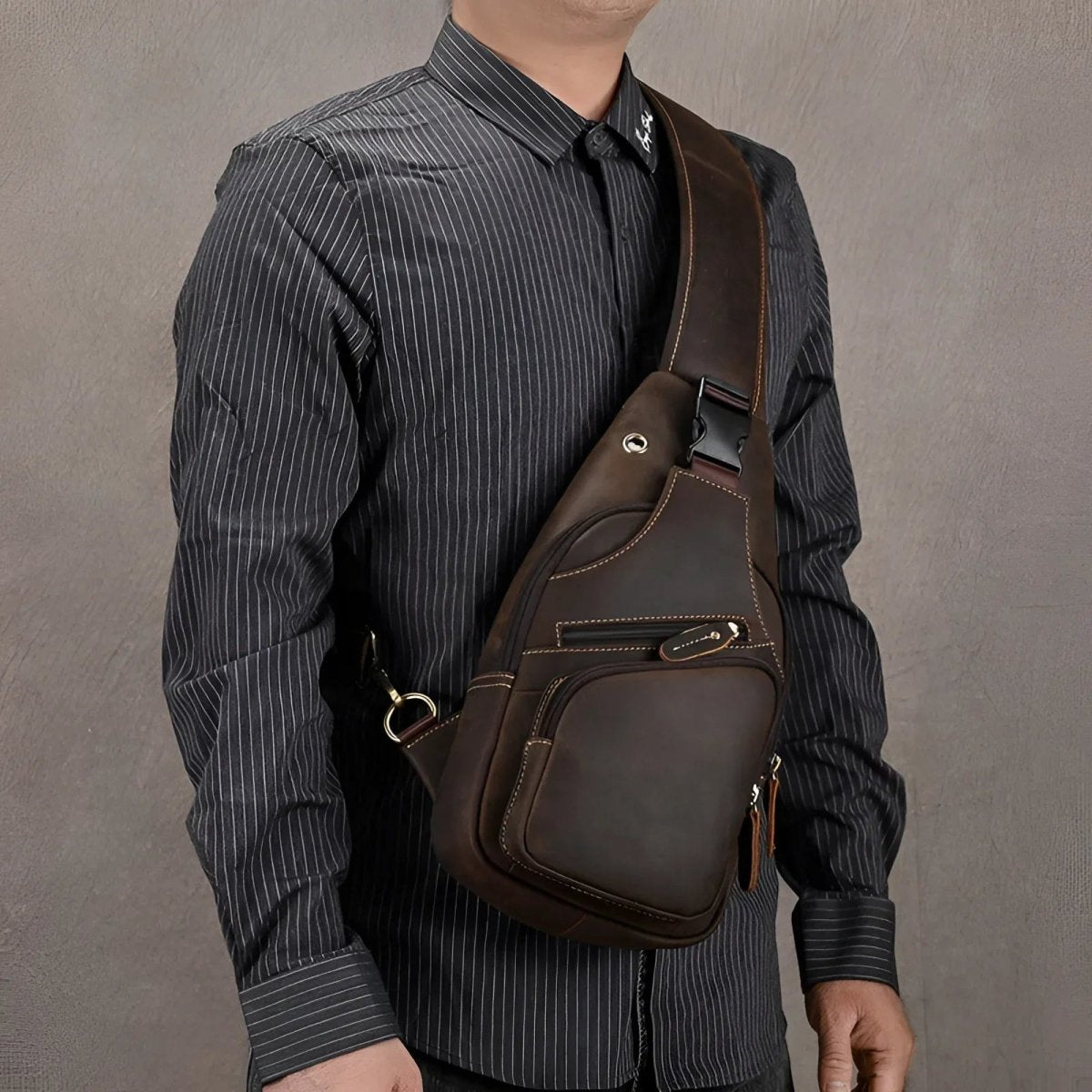 Stylish vintage leather crossbody/sling bag, perfect for casual outings and everyday use.