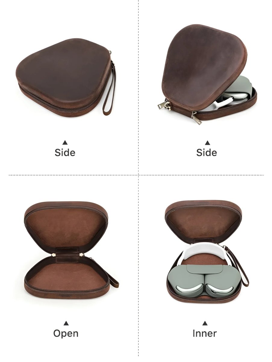 Stylish Apple AirPods Max leather case featuring a sleek design, perfect for safe and elegant storage.
