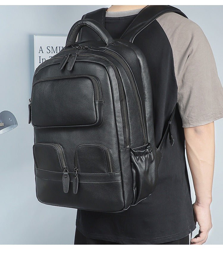 Stylish Leather backpack made from genuine crazy horse leather, perfect for work, travel, and daily adventures.