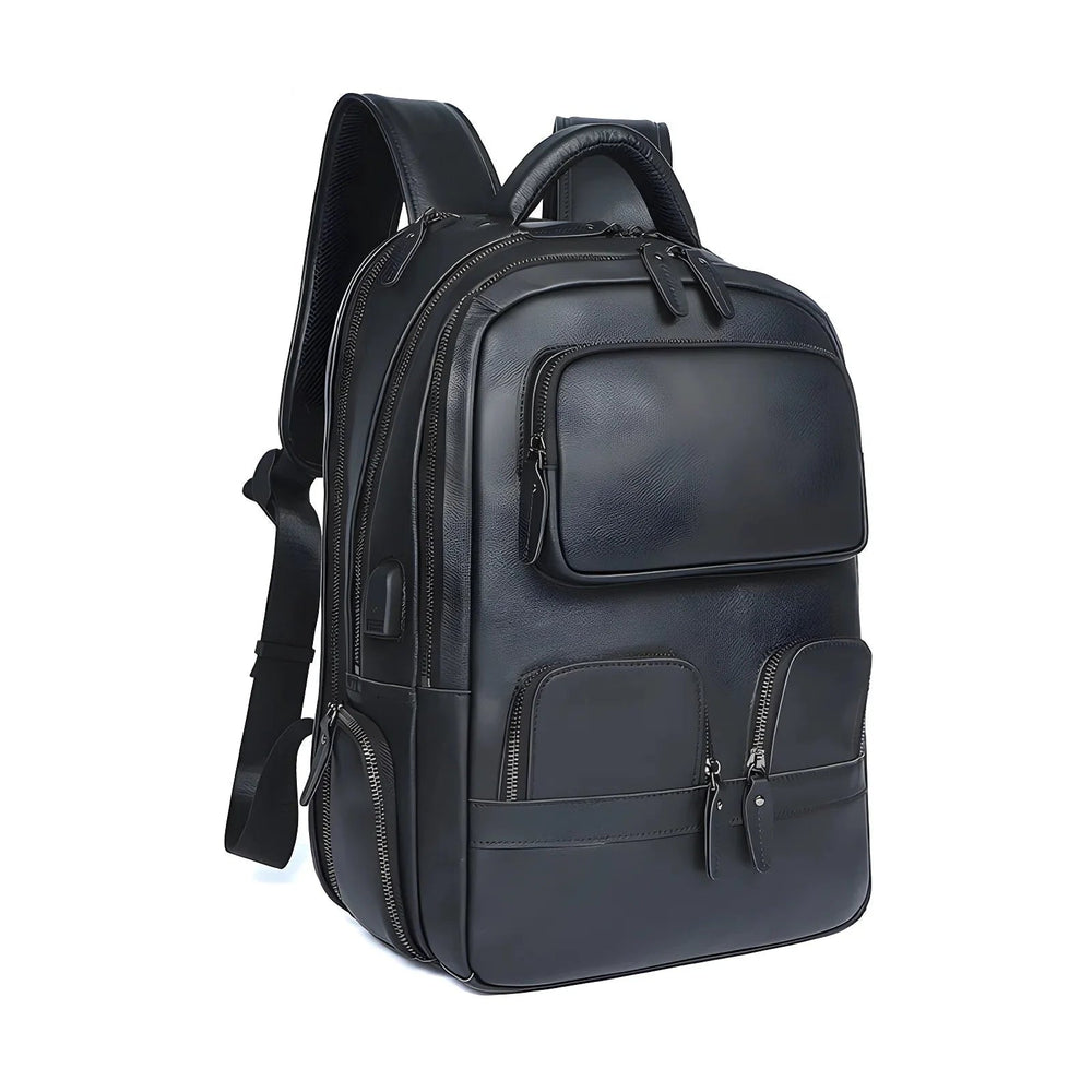 Stylish leather backpack with multiple pockets, perfect for daily use from [Store Name].
