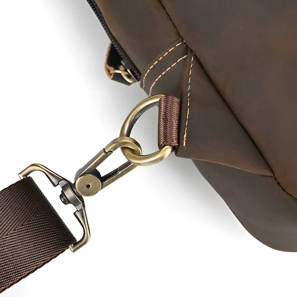 Stylish vintage leather crossbody/sling bag featuring a durable clasp and adjustable strap for versatile use.