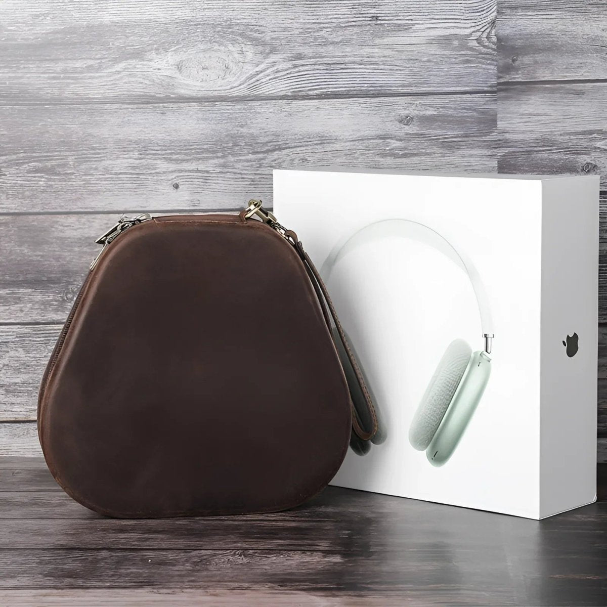 Stylish Apple AirPods Max leather case in rich brown, perfect for protecting your headphones. Ideal for everyday use.