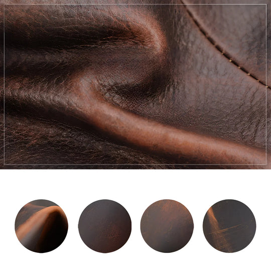 Sleek brown leather texture of a Travel cable organizer, perfect for organizing your tech essentials on the go.