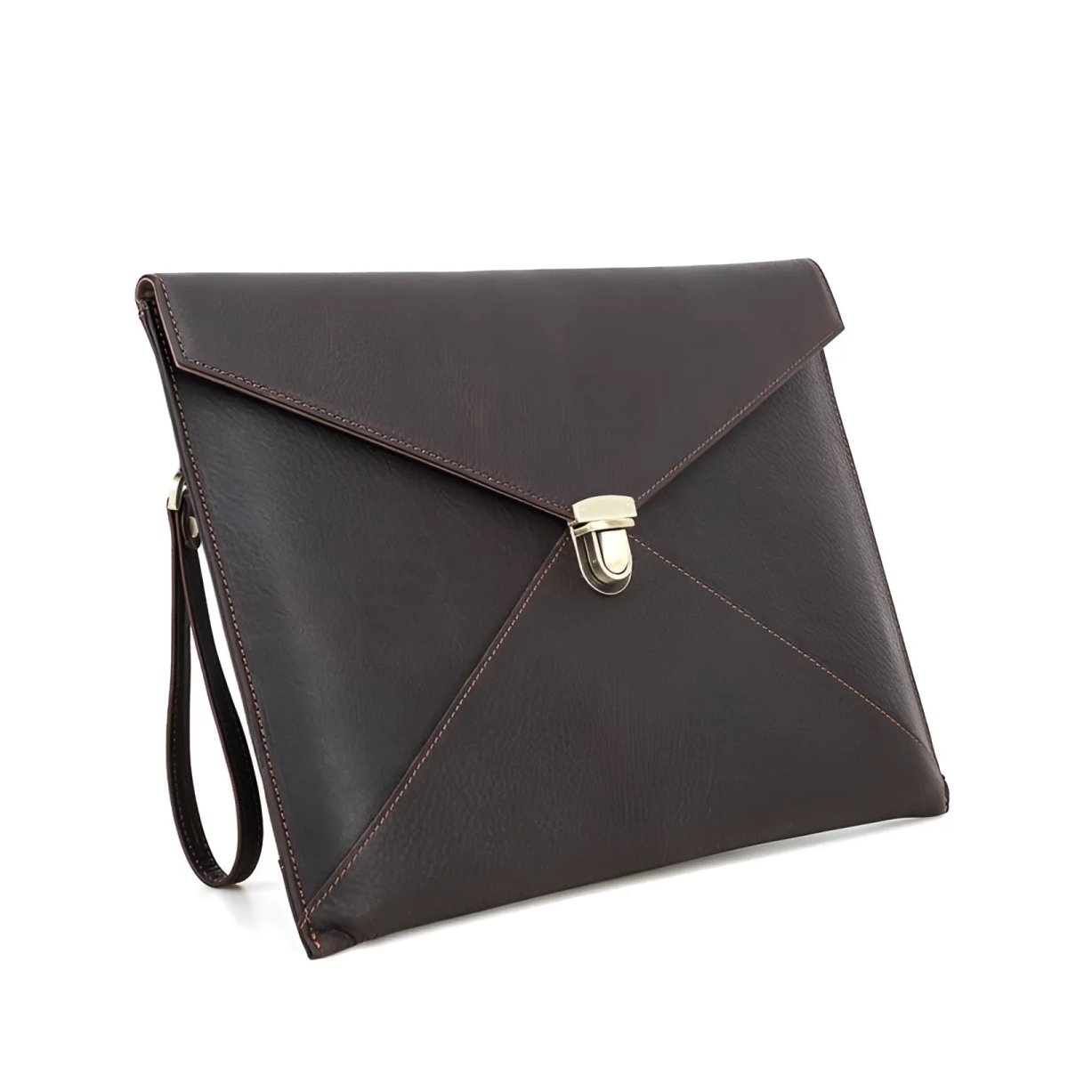 Stylish Leather Laptop Sleeve macbook 13/14 inch in dark brown, perfect for protection and elegance.