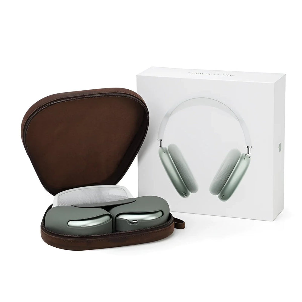 Apple AirPods Max leather case showcases a stylish design with a protective interior for optimal storage.