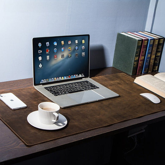 Stylish leather oversized non-slip mouse/pad work station, perfect for enhancing your workspace aesthetics.